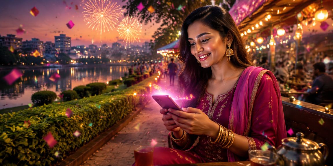 ঢাকায় চা বাগানের পরিবেশে মোবাইলে betdet পেমেন্ট ও ম্যাচ অডস চেক করছেন একজন ব্যবহারকারী